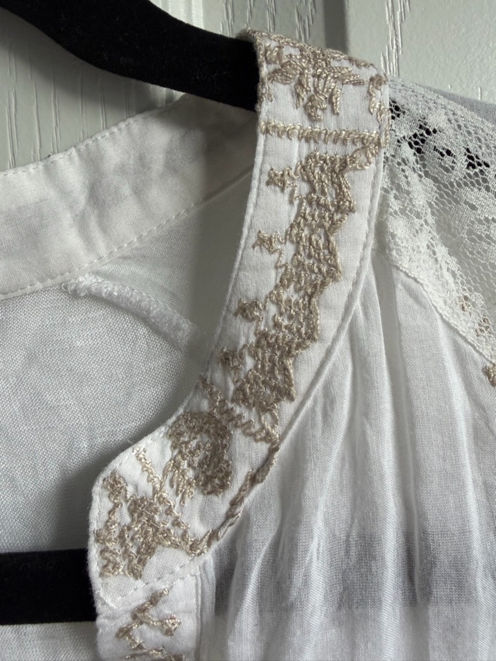TINY Silk Cotton Blend Embroidered Boho Button Down Tunic Shirt Size Large - Picture 3 of 15
